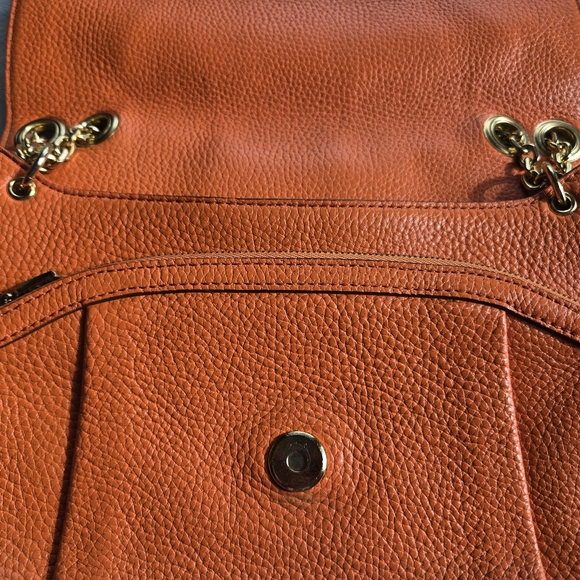 MCM Vibrant Orange Shoulder Bag with Gold Chain - Picture 9 of 15